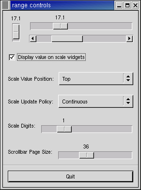 Range Widgets Example